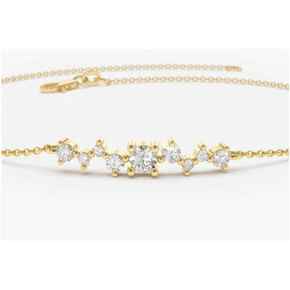 Pulseira  Feminina De Ouro18k 9 Diamantes