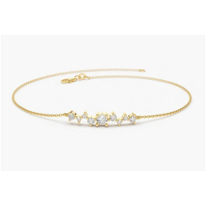 Pulseira  Feminina De Ouro18k 9 Diamantes