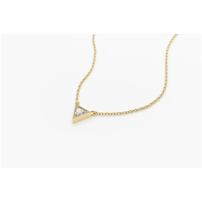 Corrente De Ouro18k  Solitario Diamante triangulo Brilhante