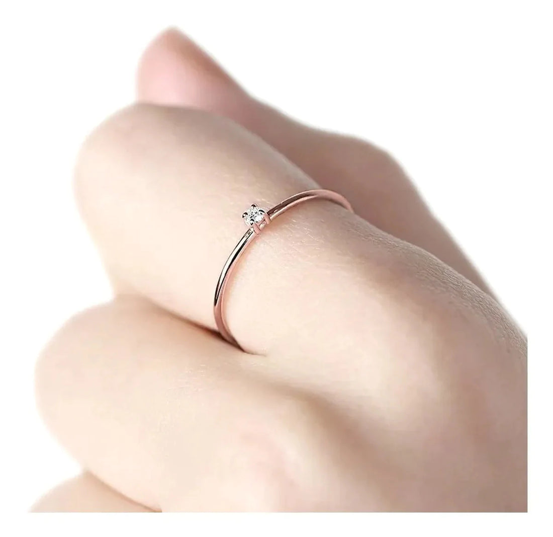 Anel de Noivado Solitario De Diamante Ouro 18k Minimalista