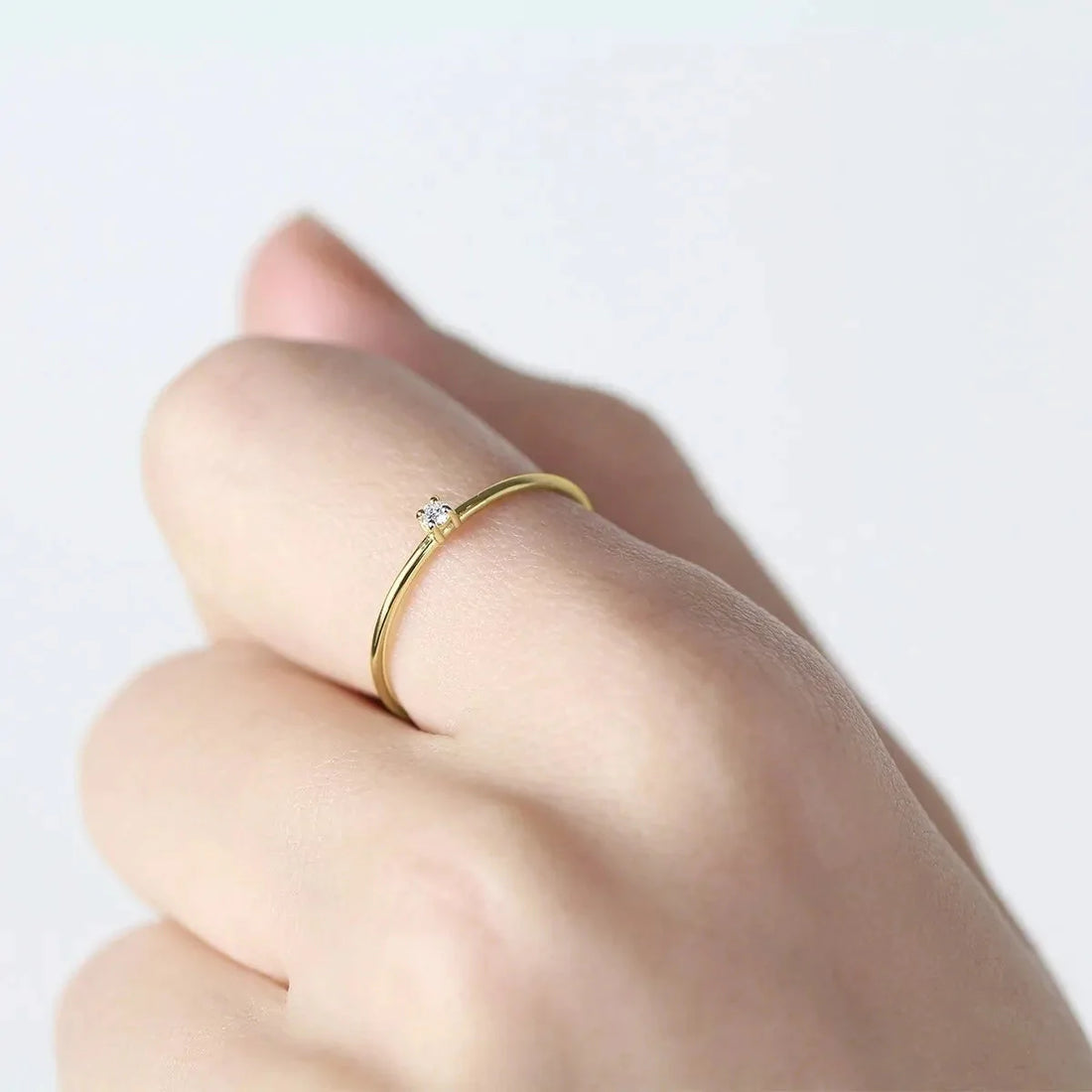 Anel de Noivado Solitario De Diamante Ouro 18k Minimalista