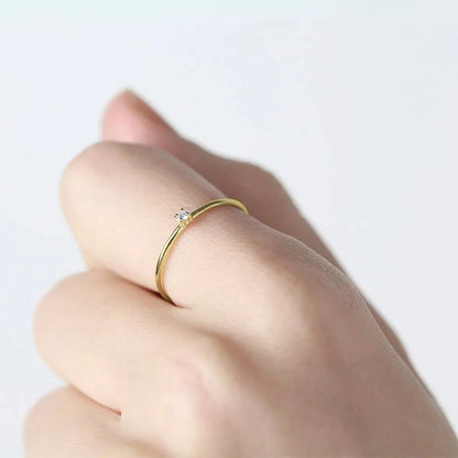 Anel de Noivado Solitario De Diamante Ouro 18k Minimalista