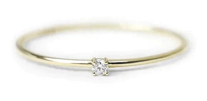 Anel de Noivado Solitario De Diamante Ouro 18k Minimalista