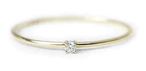 Anel de Noivado Solitario De Diamante Ouro 18k Minimalista