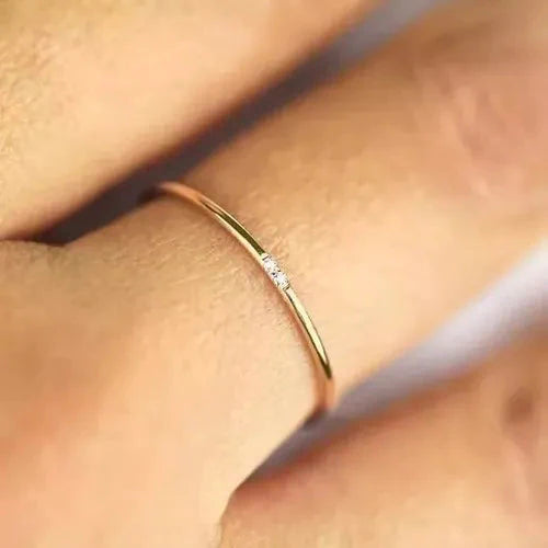 Anel de Noivado aliança Solitario De Diamante Ouro 18k Minimalista