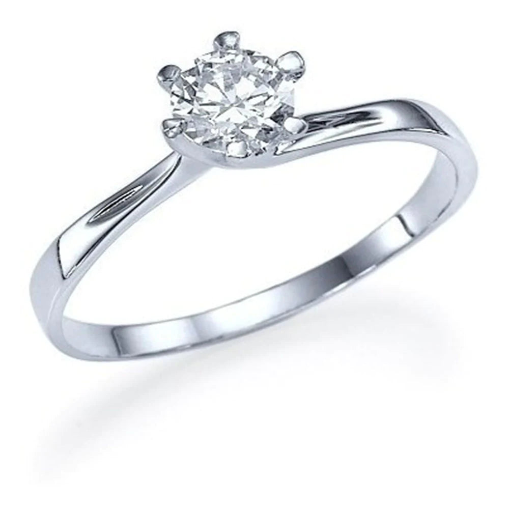 Anel de Noivado Solitario De Diamante Ouro 18k Nery