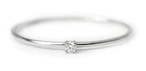 Anel de Noivado Solitario De Diamante Ouro 18k Minimalista