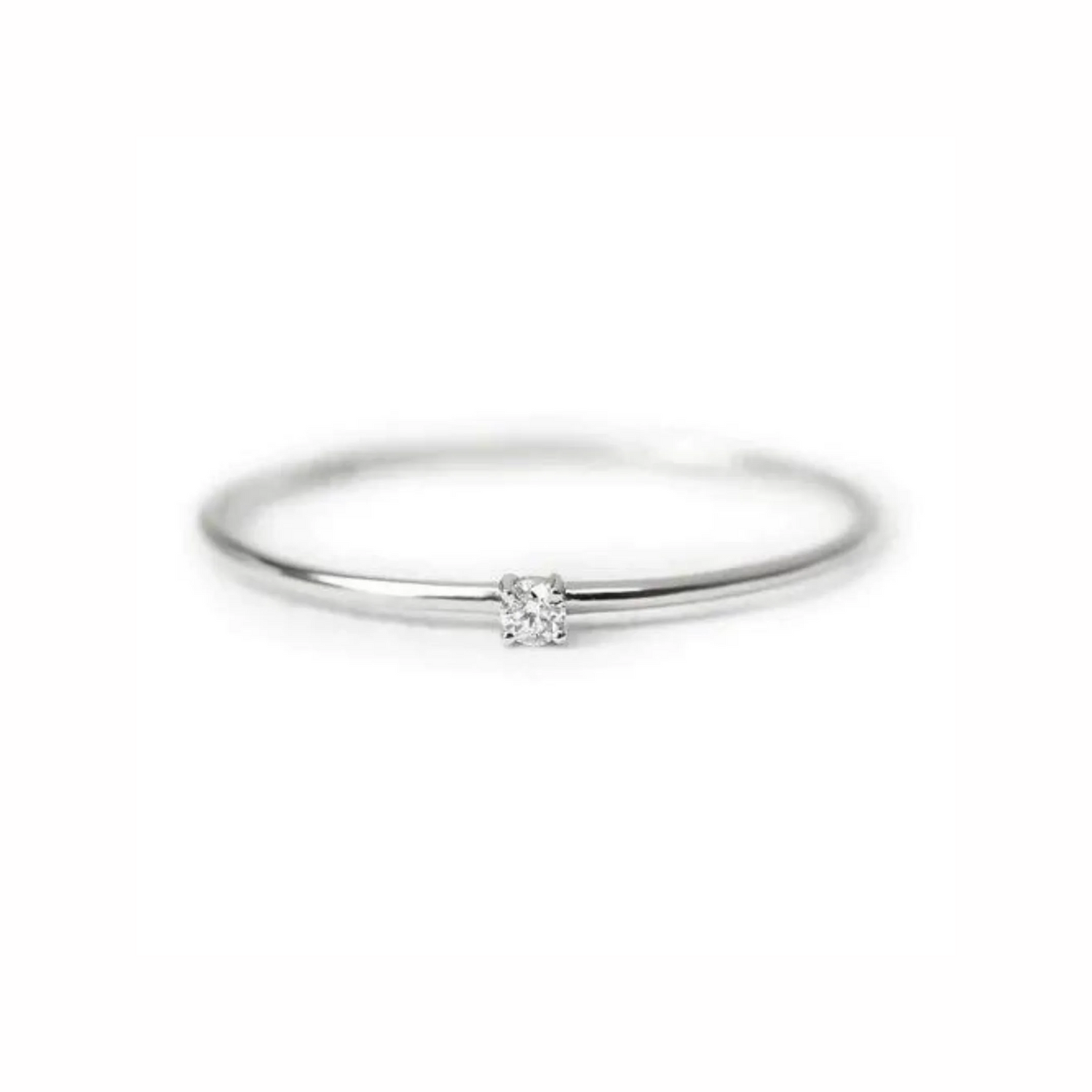 Anel de Noivado Solitario De Diamante Ouro 18k Minimalista