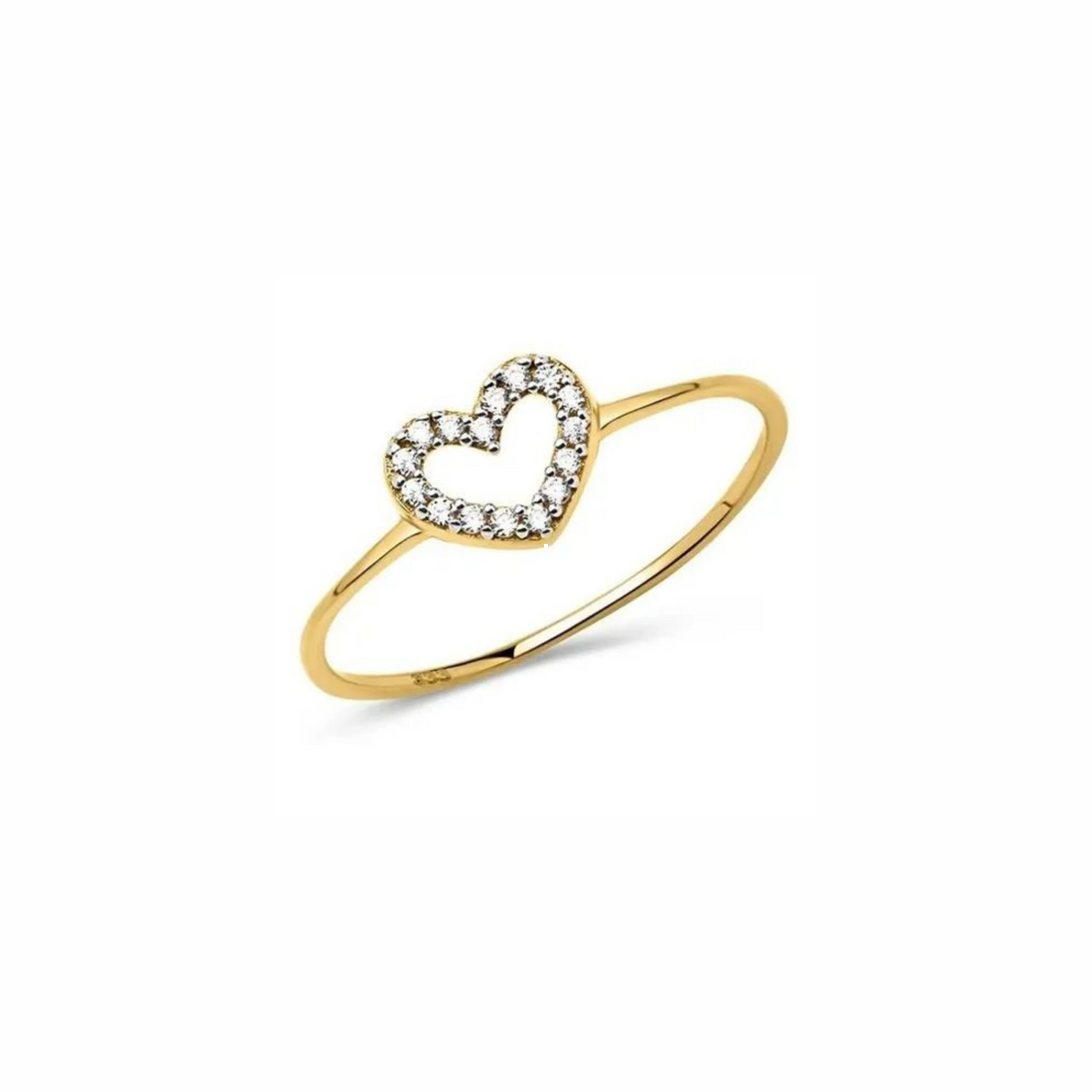 Anel  De Diamante  em Ouro 18k Coração Luxo