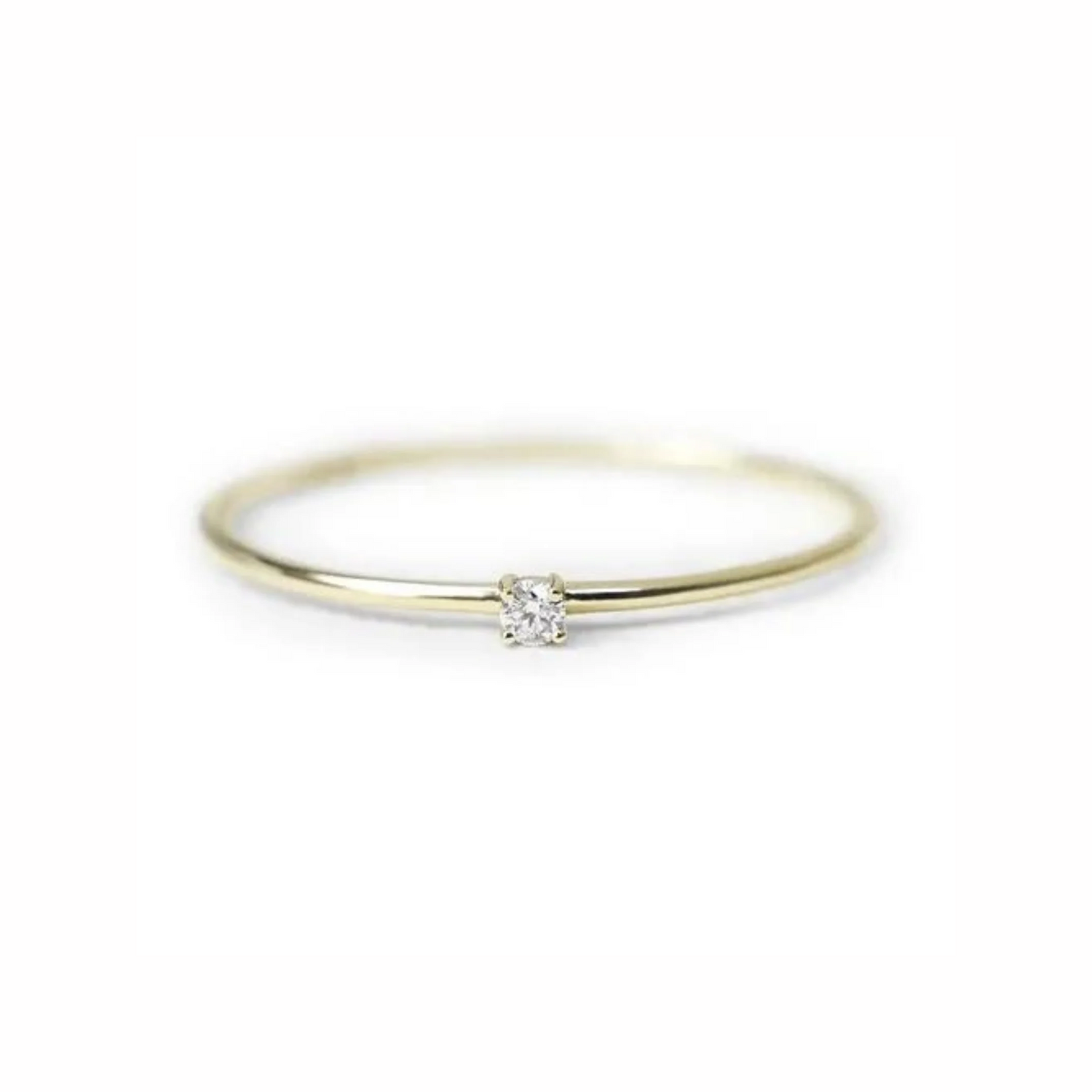 Anel de Noivado Solitario De Diamante Ouro 18k Minimalista