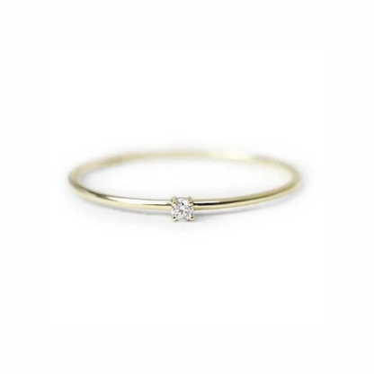 Anel de Noivado Solitario De Diamante Ouro 18k Minimalista