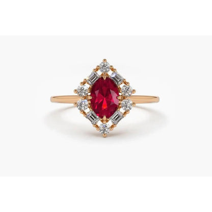 Anel De Noivado em Ouro 18k c/ Rubi e Diamantes Brilhantes