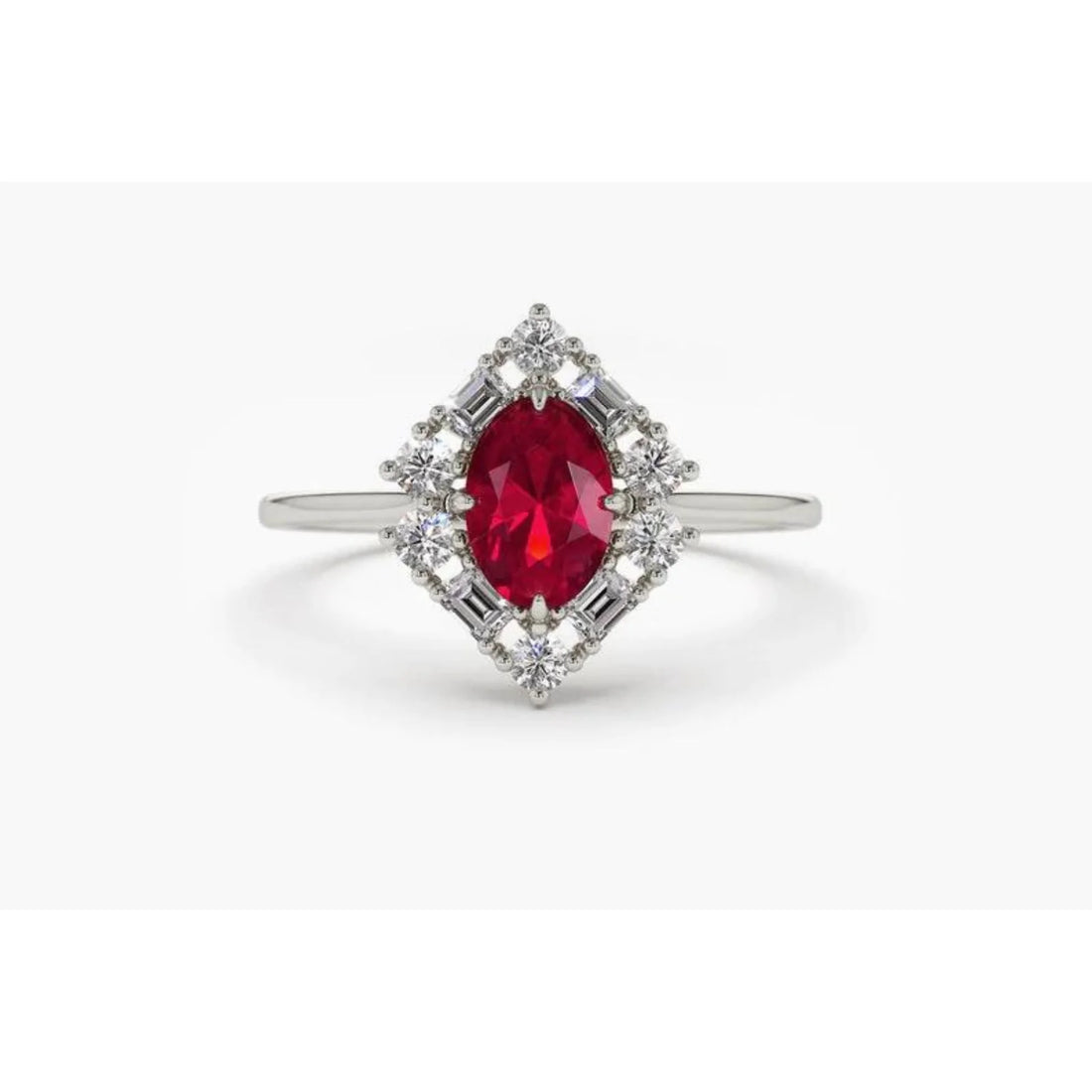 Anel De Noivado em Ouro 18k c/ Rubi e Diamantes Brilhantes