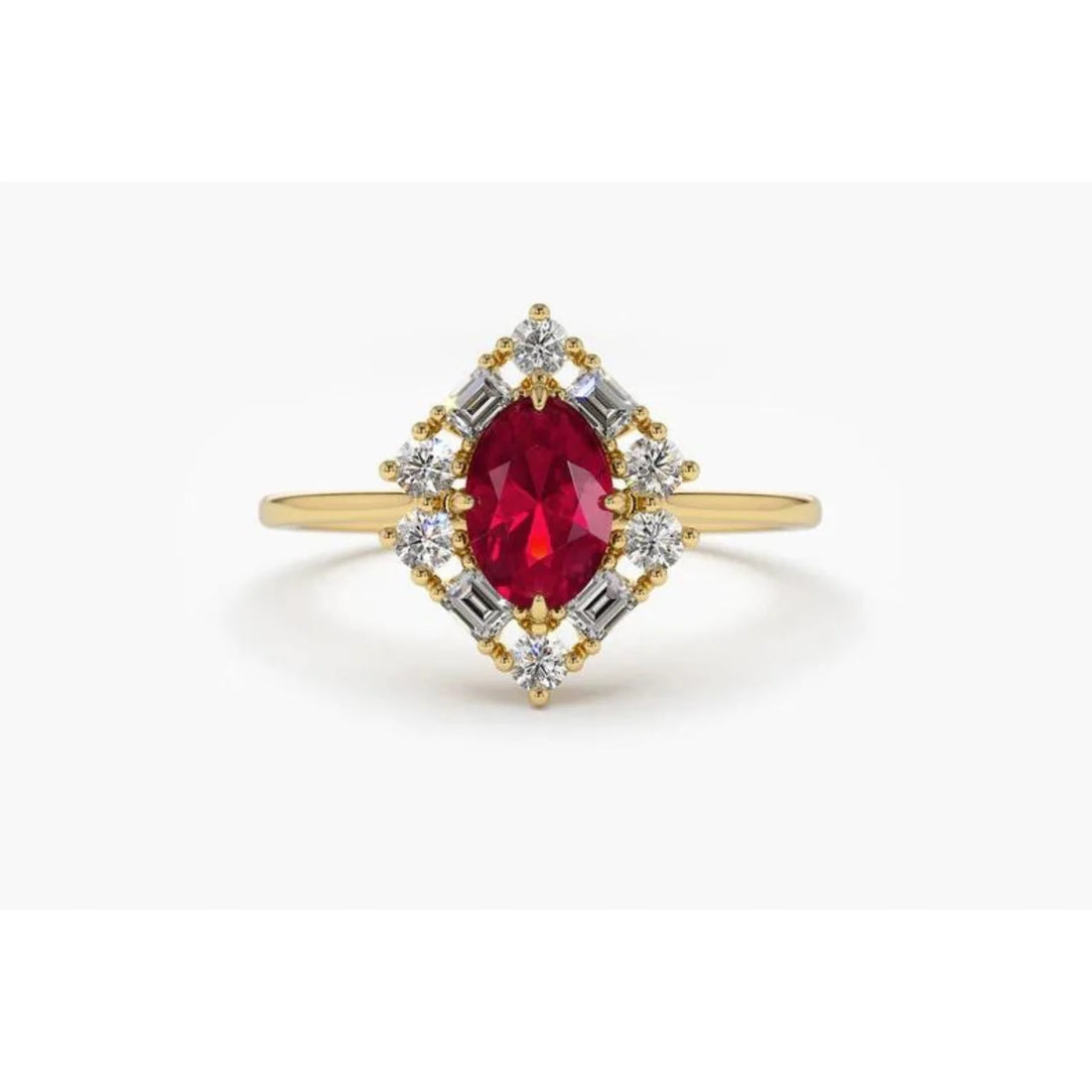 Anel De Noivado em Ouro 18k c/ Rubi e Diamantes Brilhantes