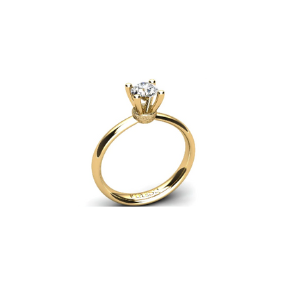 Anel de Noivado Solitario Diamantes Brilhante Ouro Amarelo Libby
