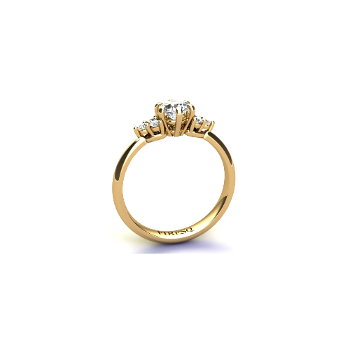 Anel de Noivado Solitario Diamantes Brilhante Ouro Amarelo 18k Scarlet