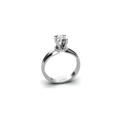 Anel de Noivado Solitario Diamantes Brilhante Ouro Branco 18k Cinderella
