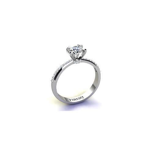 Anel de Noivado Solitario Diamantes Brilhante Ouro Branco 18k Anne