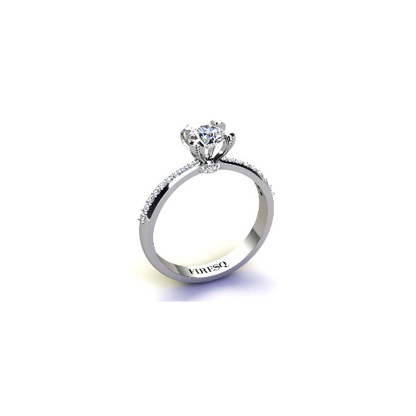 Anel de Noivado Solitario Diamantes Brilhante Ouro Branco 18k Anne