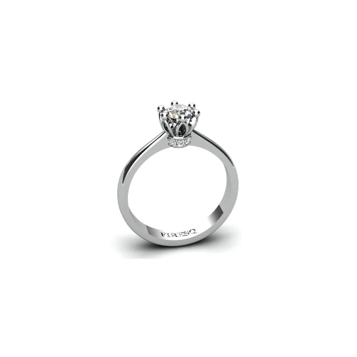 Anel de Noivado Solitario Diamantes Brilhante Ouro Branco 18k Virtus