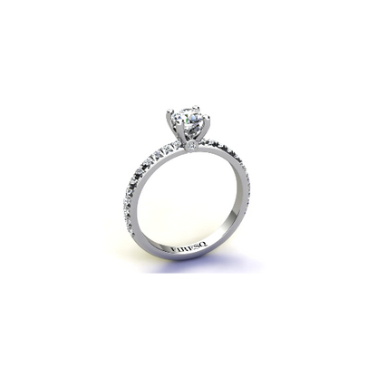 Anel de Noivado Solitario Diamantes Brilhante Ouro Branco 18k Karen
