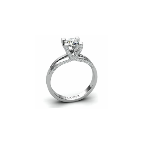 Anel de Noivado Solitario Diamantes Brilhante Ouro Branco 18k Miriam