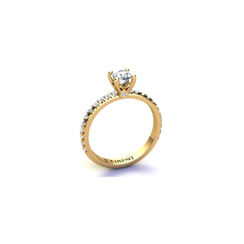 Anel de Noivado Solitario Diamantes Brilhante Ouro Amarelo 18k Karen