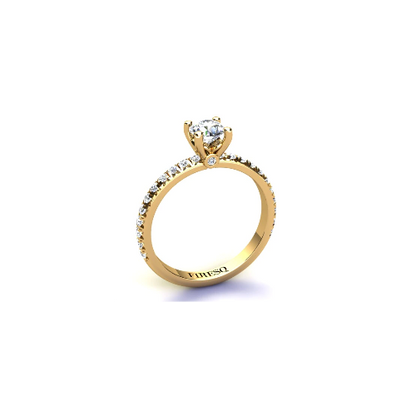Anel de Noivado Solitario Diamantes Brilhante Ouro Amarelo 18k Karen