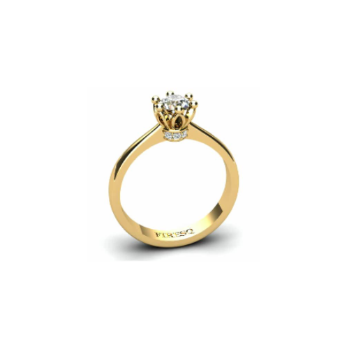 Anel de Noivado Solitario Diamantes Brilhante Ouro Amarelo 18k Virtus