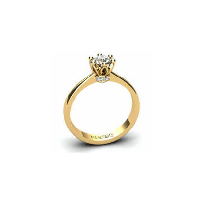 Anel de Noivado Solitario Diamantes Brilhante Ouro Amarelo 18k Virtus