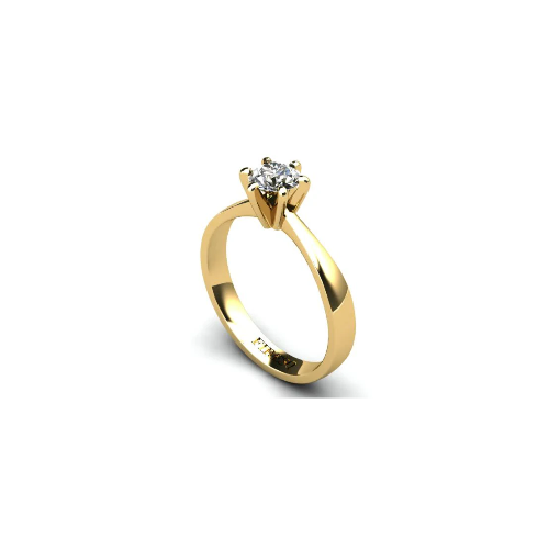 Anel de Noivado Solitario Diamantes Brilhante Ouro Amarelo 18k Tresty