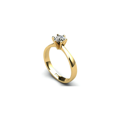 Anel de Noivado Solitario Diamantes Brilhante Ouro Amarelo 18k Tresty
