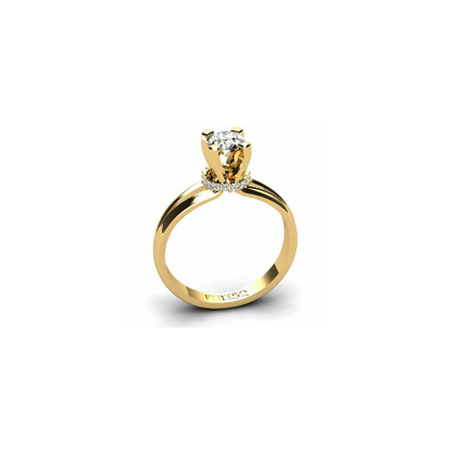 Anel de Noivado Solitario Diamantes Brilhante Ouro Amarelo 18k Cinderella