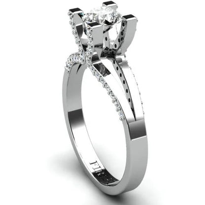 Anel de Noivado Solitario Diamantes Brilhante Ouro Branco 18k Miriam