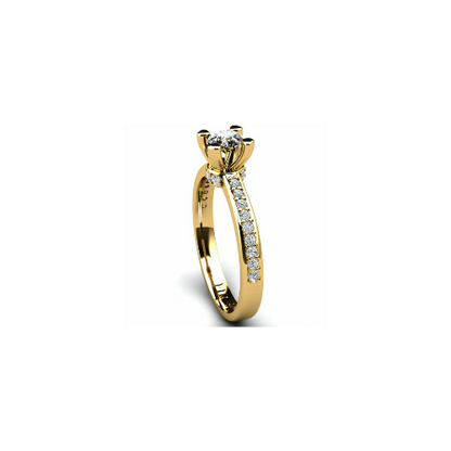 Anel de Noivado Solitario Diamantes Brilhante Ouro Amarelo Hella