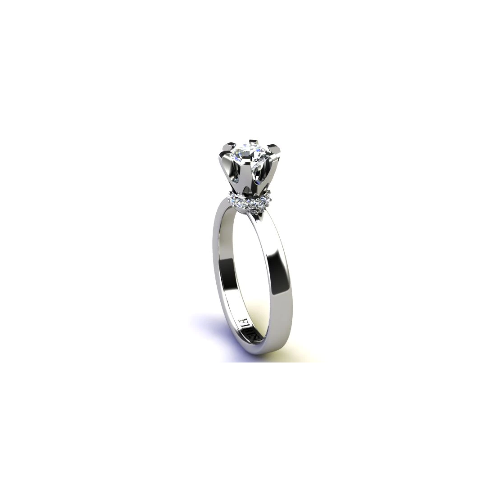 Anel de Noivado Solitario Diamantes Brilhante Ouro Branco 18k Street