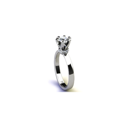 Anel de Noivado Solitario Diamantes Brilhante Ouro Branco 18k Street