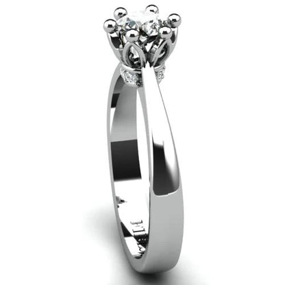 Anel de Noivado Solitario Diamantes Brilhante Ouro Branco 18k Virtus
