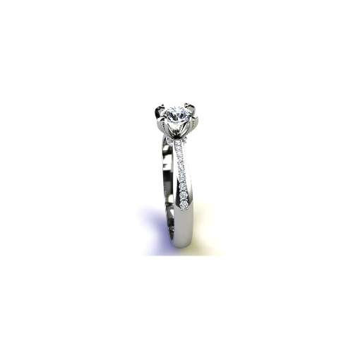 Anel de Noivado Solitario Diamantes Brilhante Ouro Branco 18k Anne