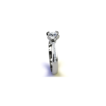 Anel de Noivado Solitario Diamantes Brilhante Ouro Branco 18k Anne
