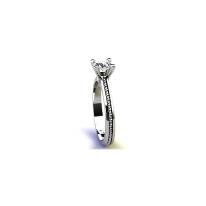 Anel de Noivado Solitario Diamantes Brilhante Ouro Branco Daisy