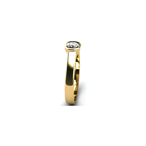 Anel de Noivado Solitario Diamantes Brilhante Ouro Amarelo Faith