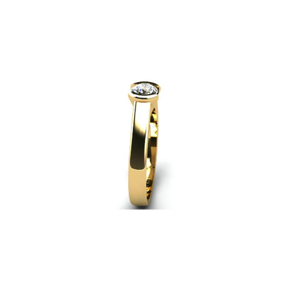 Anel de Noivado Solitario Diamantes Brilhante Ouro Amarelo Faith