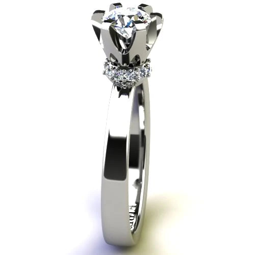 Anel de Noivado Solitario Diamantes Brilhante Ouro Branco 18k Street