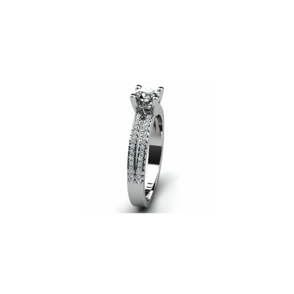 Anel de Noivado Solitario Diamantes Brilhante Ouro Branco Summers