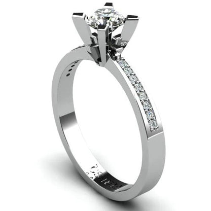 Anel de Noivado Solitario Diamantes Brilhante Ouro Branco Gipsy