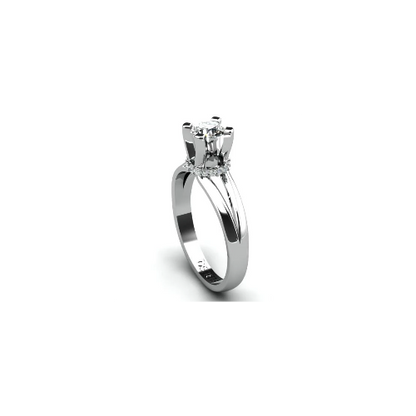 Anel de Noivado Solitario Diamantes Brilhante Ouro Branco 18k Cinderella