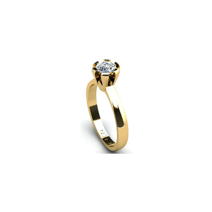 Anel de Noivado Solitario Diamantes Brilhante Ouro Amarelo Rusty