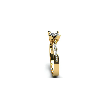 Anel de Noivado Solitario Diamantes Brilhante Ouro Amarelo Gipsy