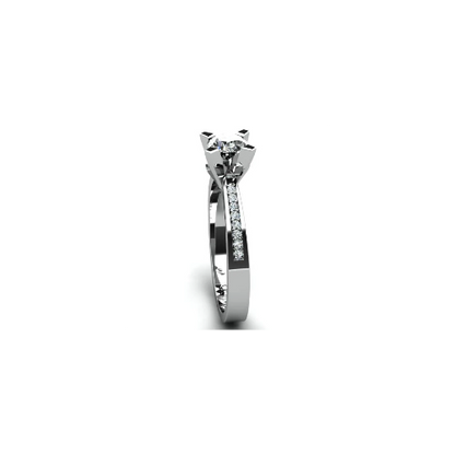 Anel de Noivado Solitario Diamantes Brilhante Ouro Branco Gipsy